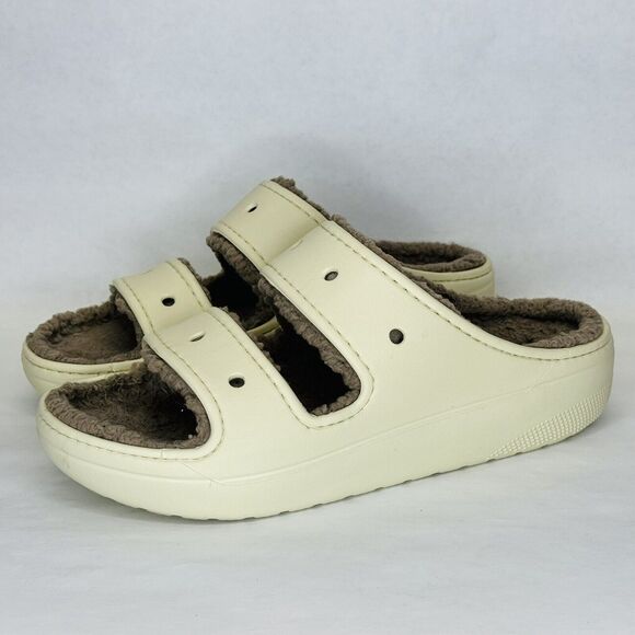 CROCS Shoes - Crocs Cozzzy Unisex Sandals Size W10 M8 Off White‎ Gray Sherpa Footbed Platforms